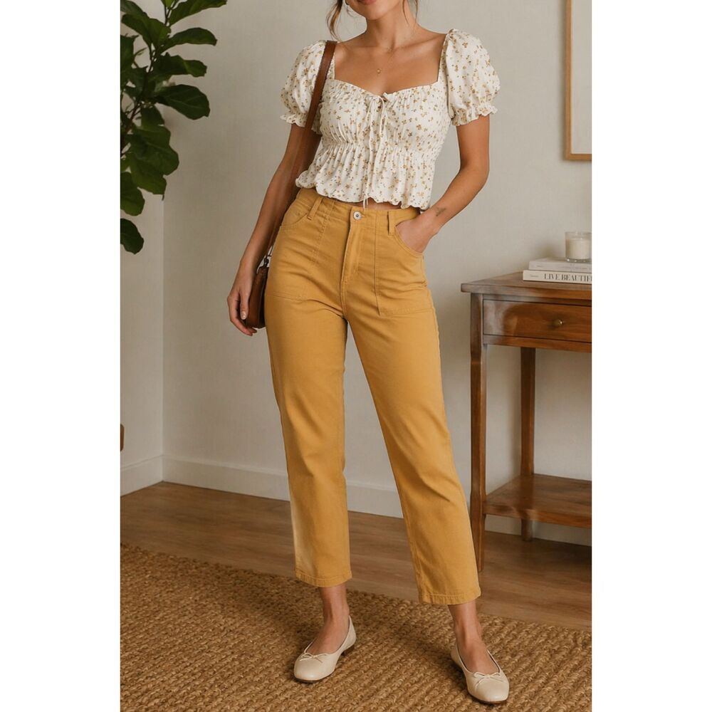 NEW! Stitch Star Ankle Skinny Pants Women’s Size 10 Mustard Tan Stretch NWT